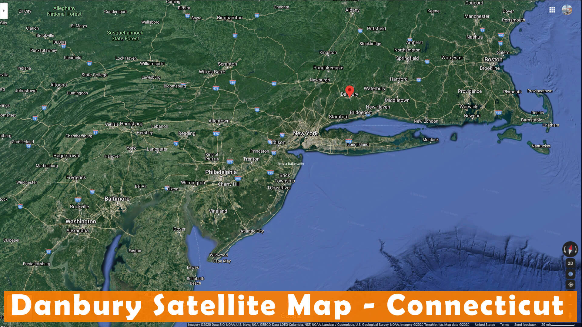 Danbury Satellite Carte Connecticut